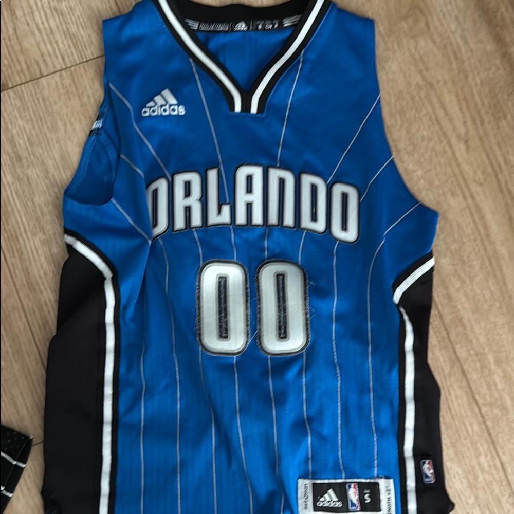 Orlando Magic Youth S Gordon Adidas Blue and Black Striped Basketball Jersey